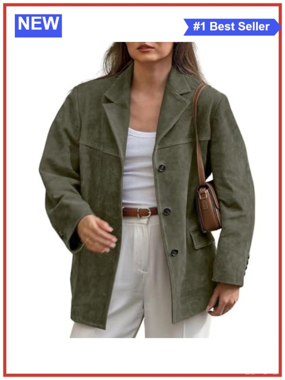 Faux Suede Jacket Leather Blazer Coat Oversized Loose Fit Fall
